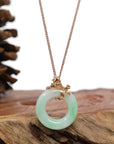 Baikalla Jewelry 18k Gold Jadeite Necklace Pendant Only Baikalla™ "Good Luck Birdie" 18k Rose Gold Genuine Burmese Jadeite Lucky Pendant Necklace With AA Ruby & Diamond