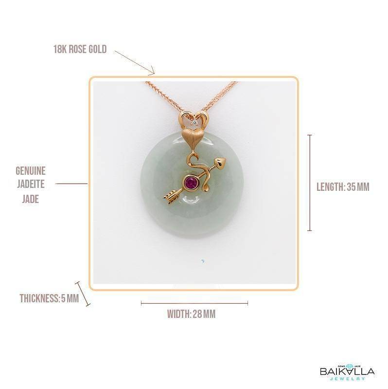 Baikalla Jewelry Gold Jadeite Pendant 18k Rose Gold Genuine Jadeite Constellation Horoscope (Sagittarius) Necklace Pendant with Diamonds & Tourmaline