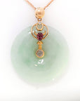 Baikalla Jewelry Gold Jadeite Pendant 18k Rose Gold Genuine Jadeite Constellation (Taurus) Necklace with Diamonds & Tourmaline