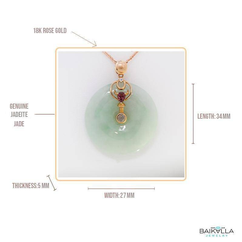 Baikalla Jewelry Gold Jadeite Pendant 18k Rose Gold Genuine Jadeite Constellation (Taurus) Necklace with Diamonds & Tourmaline