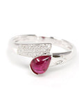 Baikalla Jewelry Gold Ruby Ring 18k White Gold Natural Tear Drop Ruby Diamond Anniversary Ring 