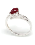 Baikalla Jewelry Gold Ruby Ring 18k White Gold Natural Tear Drop Ruby Diamond Anniversary Ring 