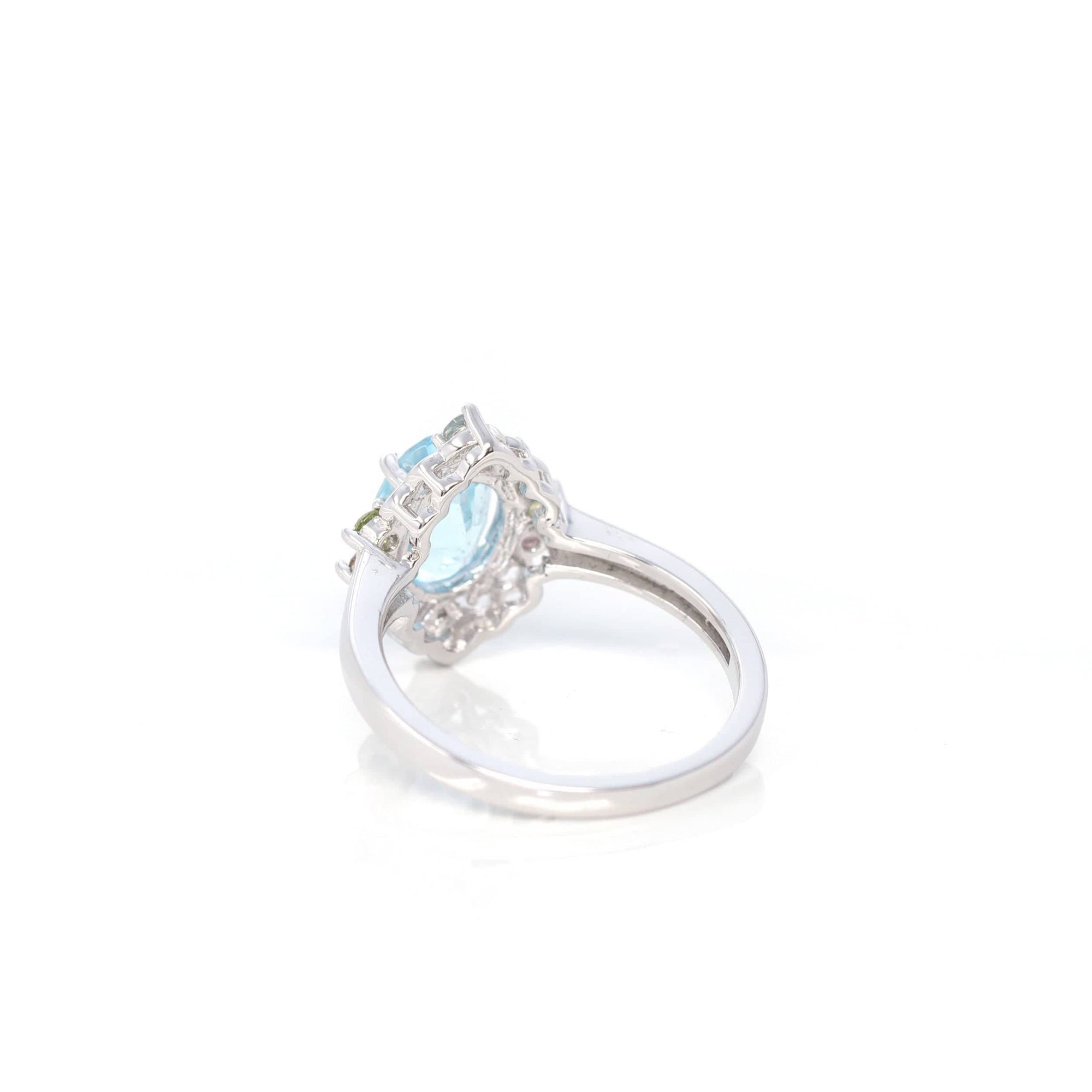 Baikalla Jewelry Gemstone Ring Baikalla™ Sterling Silver Sky Blue Topaz Ring With Tourmaline