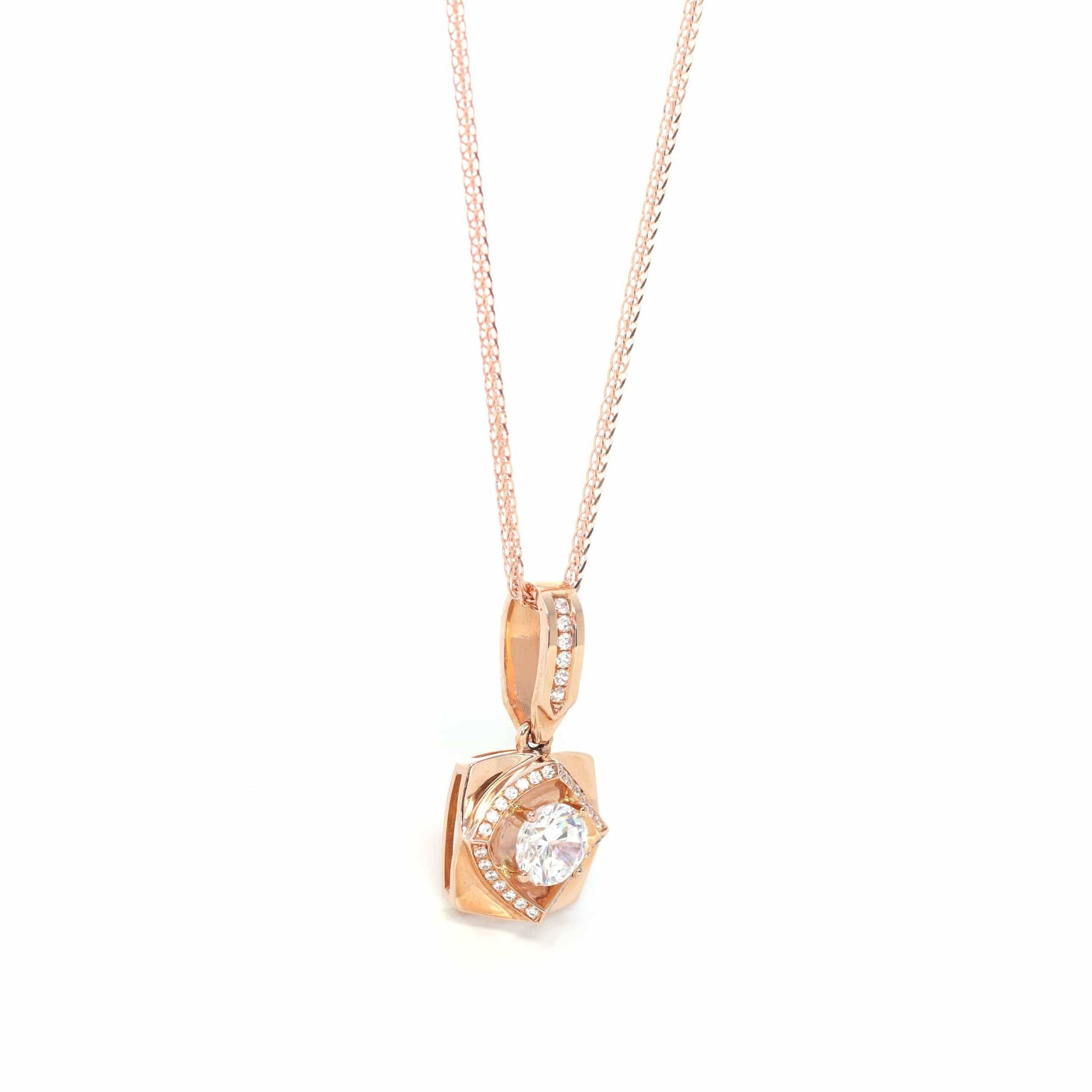 Baikalla Jewelry 18k rose gold necklace 18K Rose Gold Pendant Necklace With CZ