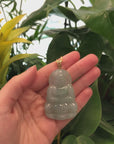 Baikalla 14k "Goddess of Compassion" Genuine Burmese Jadeite Jade Guanyin Necklace