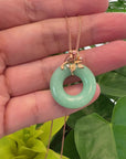 18k Rose Gold Genuine Burmese Jadeite Lucky Kou Kou Birdie Pendant Necklace