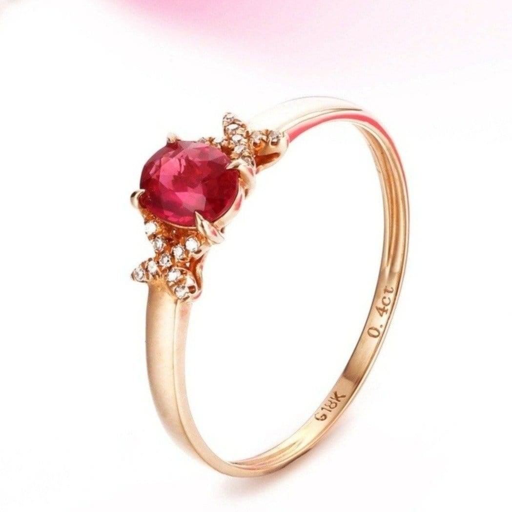 Baikalla Jewelry Gold Ruby Ring 5.5 Baikalla™ 18k Rose Gold &amp; Natural A Ruby ( 2/5 ct )Ring With Diamonds