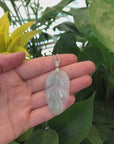 Genuine Ice Jadeite Jade Jin Zhi Yu Ye (Leaf) Necklace With White Gold VSI Diamond Bail