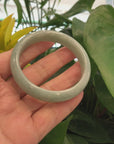 "Princess Half Round" Green Jadeite Jade Bangle Bracelet (56.41 mm) 