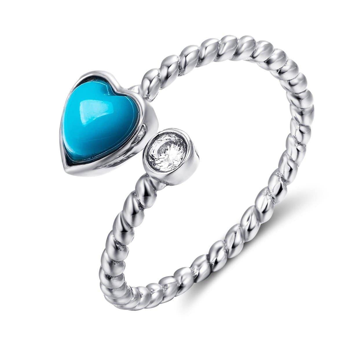 Baikalla Jewelry Silver Turquoise Ring 7 Baikalla™ &quot;Love is Here&quot; Sterling Silver Genuine Persian Blue Arizona Turquoise Love Ring