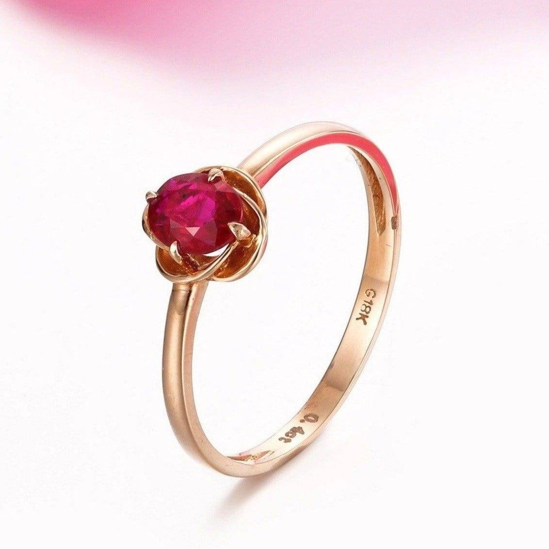 Baikalla Jewelry Gold Ruby Ring 5 Baikalla™ 18k Rose Gold &amp; Natural A 2/5 Ruby Ring with Diamonds