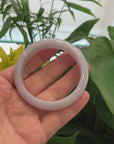 "Princess Half Round" Burmese White- Lavender Jadeite Jade Bangle Bracelet (57.53 mm) 