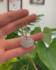 18k Rose Gold Genuine Burmese Light Lavender Jadeite Happiness and Safety  (Fu & Pingan) Pendant Necklace