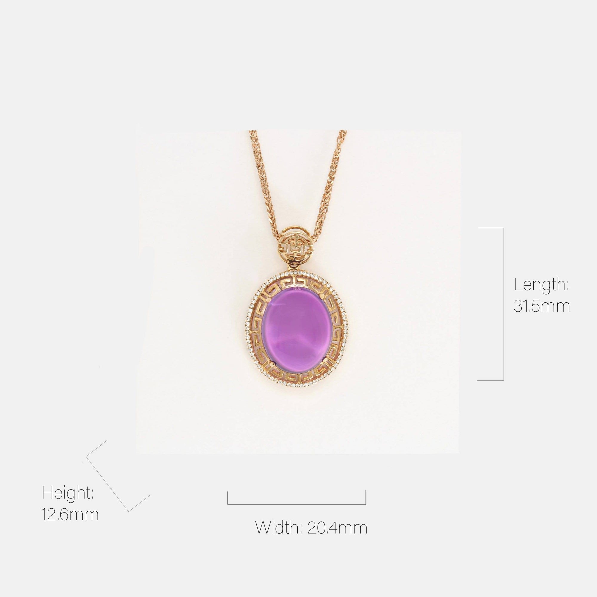 Baikalla Jewelry Gemstone Pendant Necklace 18k Rose Gold Genuine AAA Royal Amethyst Pendant Necklace