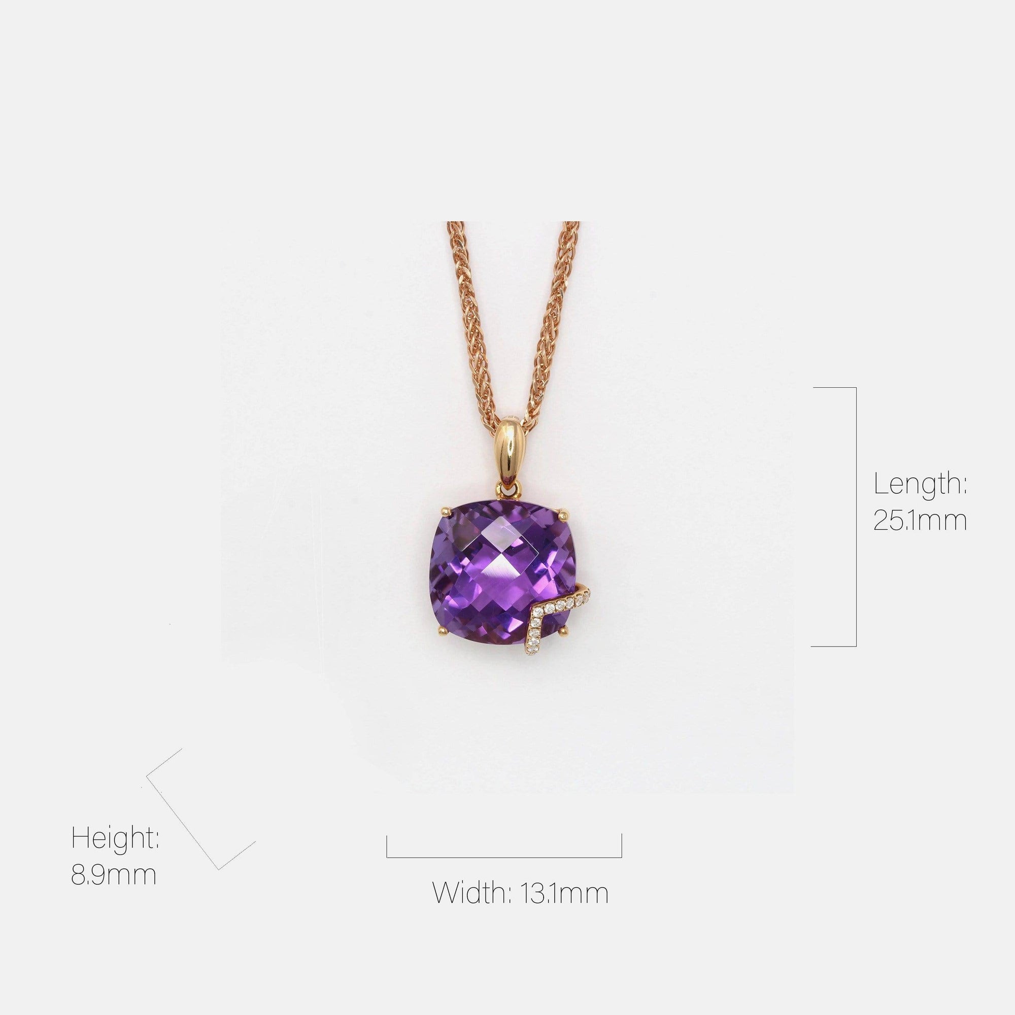 Baikalla Jewelry 18k Rose Gold Genuine AAA Amethyst Pendant Necklace