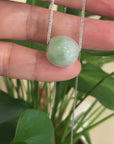 Baikalla™ "Good Luck Button" Necklace Real Ice Blue Green Jade Lucky TongTong Pendant Necklace