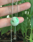 Baikalla™ "Good Luck Button" Necklace Real Vibrant Green Jade Lucky KouKou Pendant Necklace