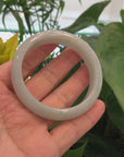 "Half Round" White- Green Jade Jadeite Bangle Bracelet (57.60 mm) 