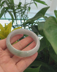 "Princess Half Round" Blue- Green Jadeite Jade Bangle Bracelet (56.25 mm) 