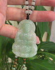 Baikalla "Goddess of Compassion" Genuine Burmese Jadeite Jade Guanyin Lotus Necklace