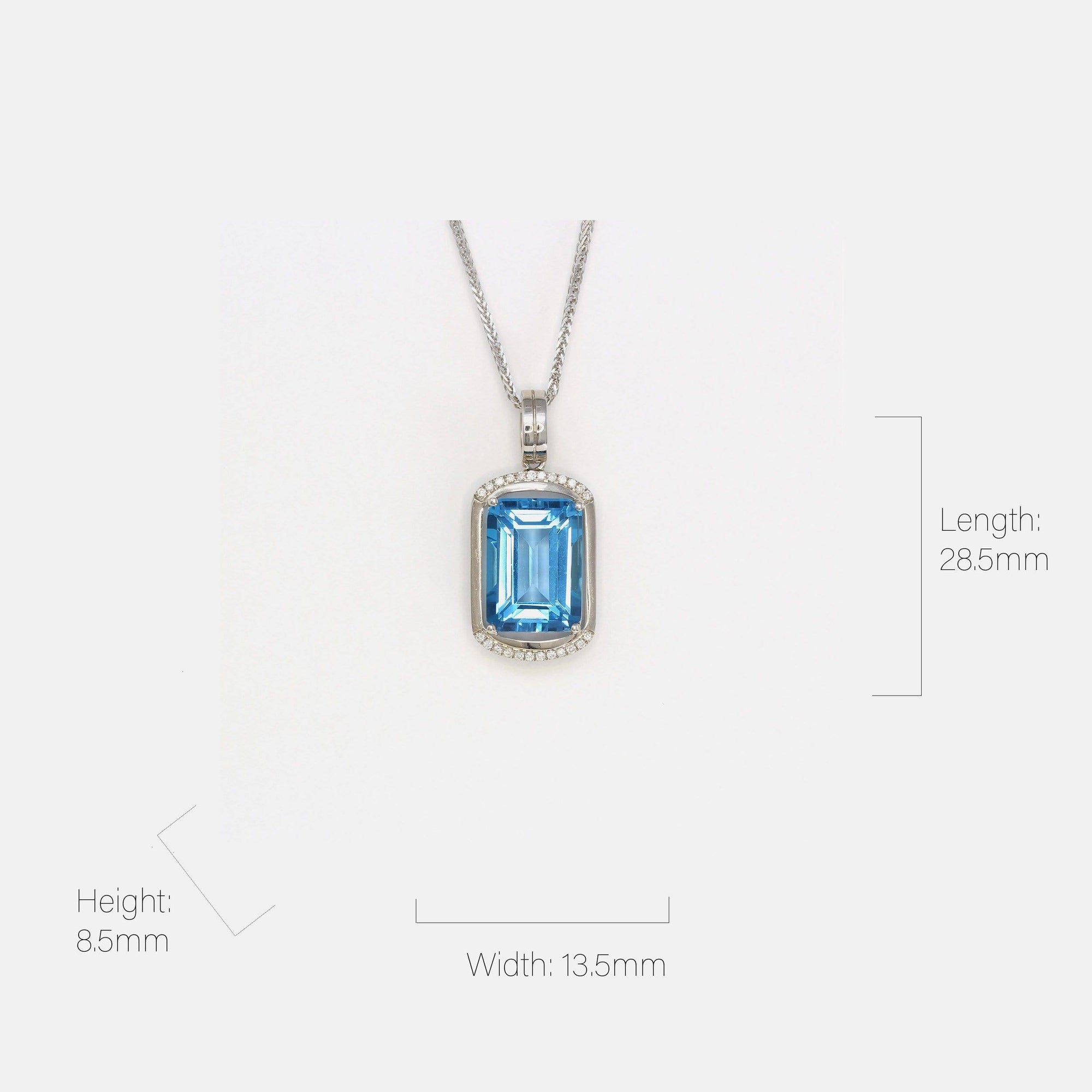 Baikalla Jewelry 18k White Gold Genuine Topaz & Diamonds Pendant Necklace