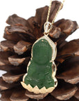 Baikalla Jewelry Gold Jade Pendant Baikalla™14K Yellow Gold Genuine Nephrite Green Jade GuanYin Baby Buddha Pendant Necklace