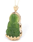 Baikalla Jewelry Gold Jade Pendant Baikalla™ 14K Yellow Gold Genuine Nephrite Green Jade GuanYin Pendant Necklace