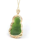 Baikalla Jewelry Gold Jade Pendant Baikalla™ 14K Yellow Gold Genuine Nephrite Green Jade GuanYin Pendant Necklace