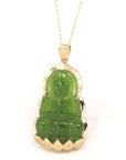 Baikalla Jewelry Gold Jade Pendant Baikalla™ 14K Yellow Gold Genuine Nephrite Green Jade GuanYin Pendant Necklace