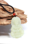 Baikalla Jewelry Jade Pendant Necklace Baikalla™ "Classic Guan Yin (Goddess Of Compassion)" Genuine HeTian White Nephrite Jade Guanyin Pendant Necklace