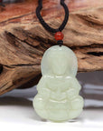 Baikalla Jewelry Jade Pendant Necklace Baikalla™ "Classic Guan Yin (Goddess Of Compassion)" Genuine HeTian White Nephrite Jade Guanyin Pendant Necklace