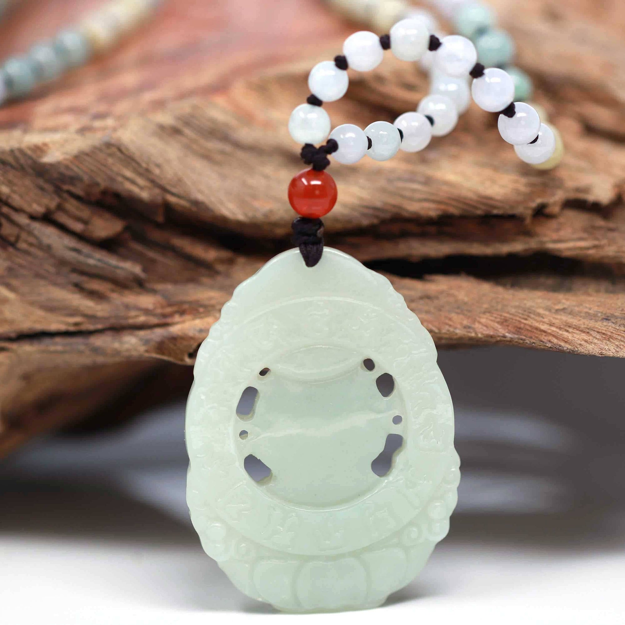 Baikalla Jewelry Jade Pendant Necklace Baikalla™ &quot;Goddess of Compassion Guan Yin&quot; Genuine HeTian White Nephrite Jade Guanyin Carving Pendant Necklace