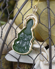 Baikalla Jewelry Gold Jade Necklace Baikalla™ Guan Yin 18k Yellow Gold Genuine Nephrite Green Jade Guanyin Buddha Pendant Necklace