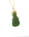 Baikalla Jewelry Gold Jade Necklace Baikalla™ Guan Yin 18k Yellow Gold Genuine Nephrite Green Jade Guanyin Buddha Pendant Necklace