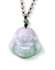 Baikalla Jewelry Jade Pendant Necklace Baikalla™ " Laughing Buddha" Genuine Green and Lavender Jadeite Buddha Pendant Necklace With Jadeite Beads Necklace