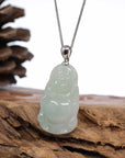 Baikalla Jewelry Jade Buddha Pendant Baikalla™ "Standing Buddha" Genuine Green Jadeite Buddha Pendant Necklace With Silver  Bail