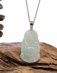 Baikalla Jewelry Jade Buddha Pendant Baikalla™ "Standing Buddha" Genuine Green Jadeite Buddha Pendant Necklace With Silver  Bail