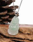 Baikalla Jewelry Jade Buddha Pendant Baikalla™ "Laughing Buddha" Genuine Green Jadeite Jade Buddha Pendant Necklace With Strong Silver  Bail