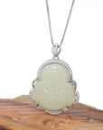 Baikalla Jewelry Jade Pendant Baikalla™ "Laughing Buddha" Genuine Nephrite White Jade (high quality) Buddha Pendant Necklace