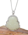 Baikalla Jewelry Jade Pendant Baikalla™ "Laughing Buddha" Genuine Nephrite White Jade (high quality) Buddha Pendant Necklace