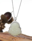 Baikalla Jewelry Jade Pendant Baikalla™ "Laughing Buddha" Genuine Nephrite White Jade (high quality) Buddha Pendant Necklace