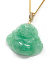 Baikalla Jewelry Jade Pendant Baikalla™ "Laughing Buddha" Green Jadeite Buddha Pendant Necklace With 18k Yellow Gold Diamond Bail