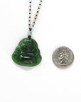 Baikalla Jewelry Jade Pendant Necklace Baikalla™ "Laughing Buddha" With Classic Beads Necklace Genuine Nephrite Green Jade Buddha Pendant Necklace