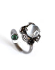 Baikalla Jewelry 18k Gold Engagment Ring Baikalla™ "Flower" 18k Black Gold Natural Ice Jadeite Jade Engagement Ring