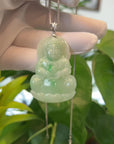 Baikalla 14k "Goddess of Compassion" Genuine Burmese Jadeite Jade Guanyin Necklace