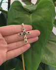 14k Yellow Gold Simple Cross Charm Necklace