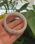 "Classic Half Round" White Blue Green Jade Jadeite Bangle Bracelet (58.33 mm) 