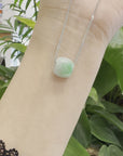 Baikalla™ "Good Luck Button" Necklace Rich Apple Green Jade Lucky TongTong Pendant Necklace