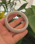 "Princess Half Round" Blue- Green White Lavender Jadeite Jade Bangle Bracelet (58.05 mm) 