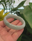 "Classic Half Round" Genuine Burmese Green Jadeite Jade Bangle Bracelet (58.90 mm) 